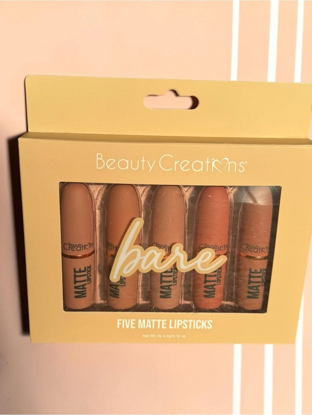 Beauty Creations Nude & Peach Matte Lipstick Set - Five Shades